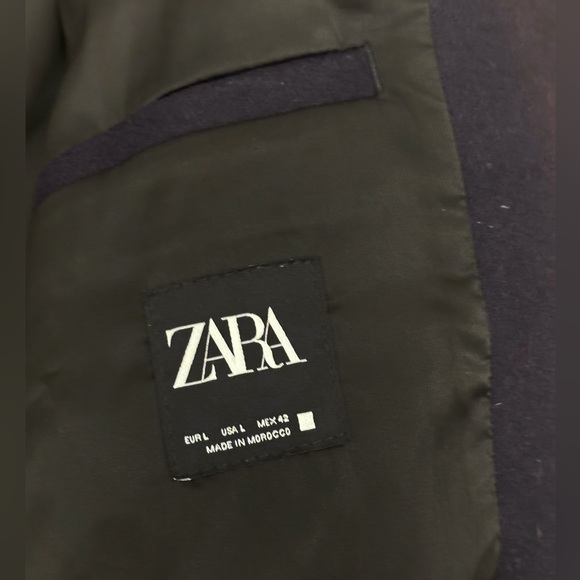 Zara Varsity Wool Bomber Jacket Dark Navy Size L - Picture 12 of 15